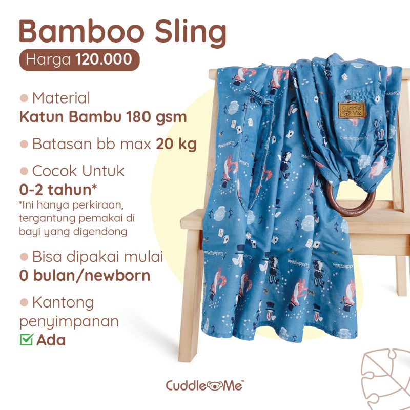 B1203 Cuddle Me Gendongan Bayi Ring Sling Bamboo Sling Ringsling Cuddleme Murah M Shape Jarik-1