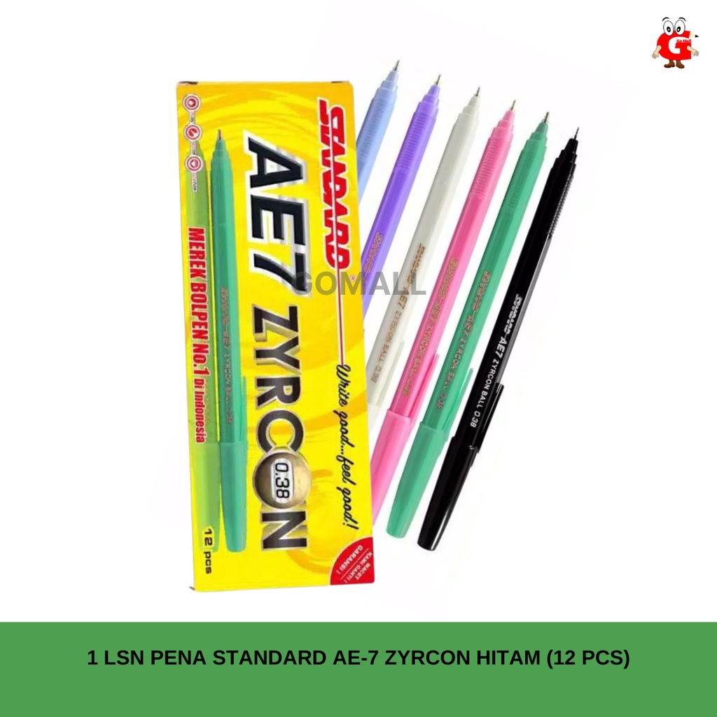 

Pulpen Standard AE7 Zyrcon Ball 0,38mm - Hitam 1pak / 12 pcs