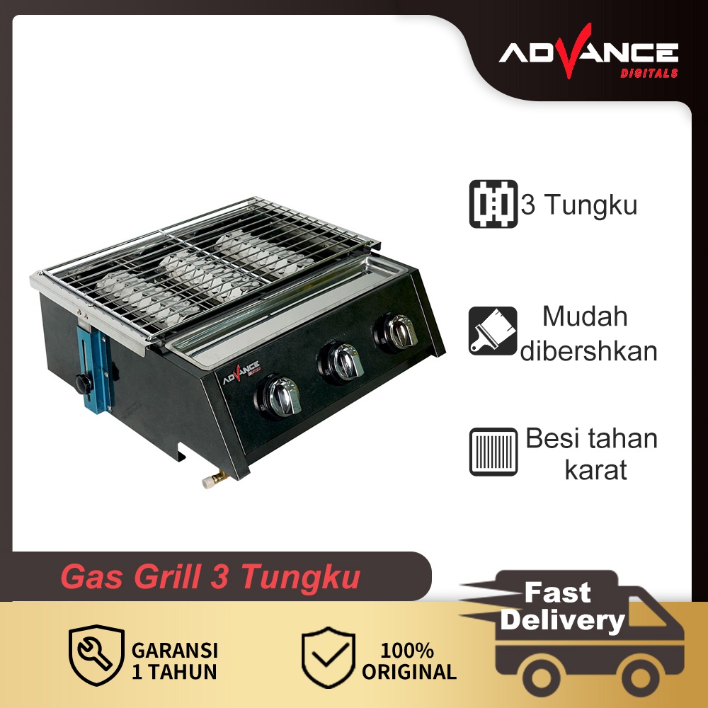 Advance Gas Grill 3 Tungku Kompor Stoves Hobs Gas Regulators GBG1003 Ready Stock