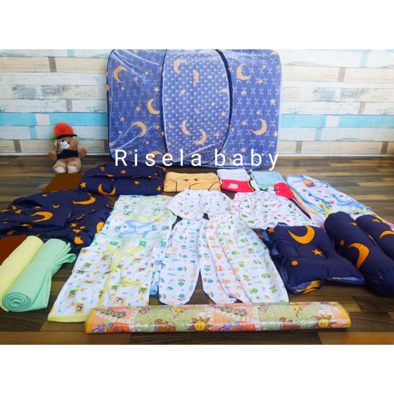 42 PCS Set Perlengkapan Bayi Newborn Hemat Lengkap dengan Kasur  Popok gurita waslap sarung tangan kaiki handuk bedong alas ompol topi bayi