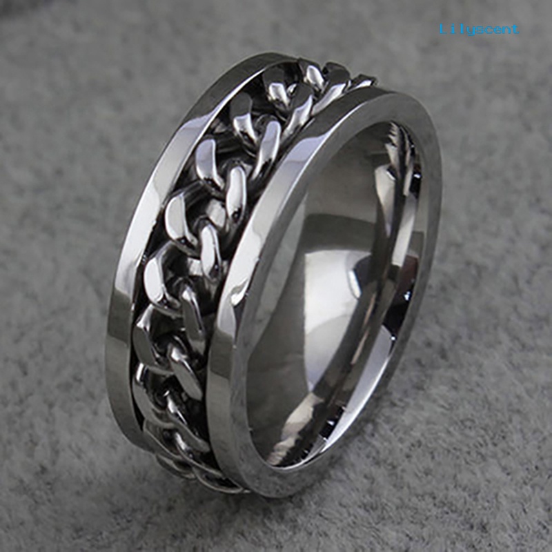 Ls Cincin Rantai Stainless Steel Gaya Punk Untuk Pria / Wanita