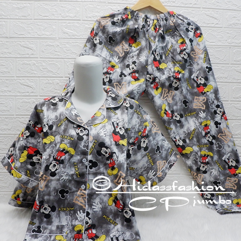 Baju Tidur Piyama Dewasa Setelan Jumbo Size  XXL LD 120-CPXXL MICKEYTIE GRAY