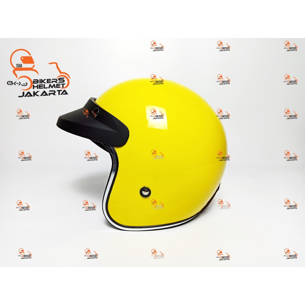 JPX HELM JP RETRO NEW BIGIE YELLOW GLOSS HALF FACE