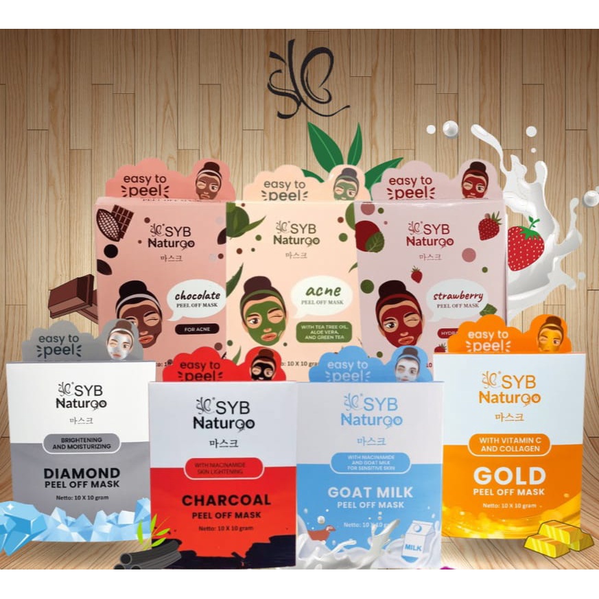 SYB Naturgo Natur90 Peel Off Mask | Naturgo Masker Wajah Organik | Masker Gold Milk Charcoal Diamond Strawberry