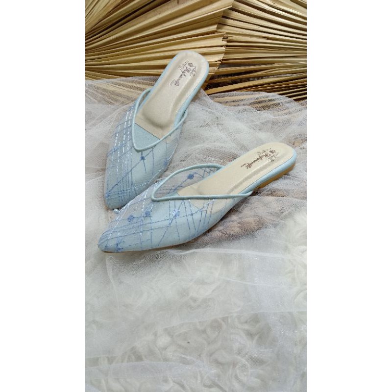 flatshoes babyblue cantik dan mewah tinggi 1cm