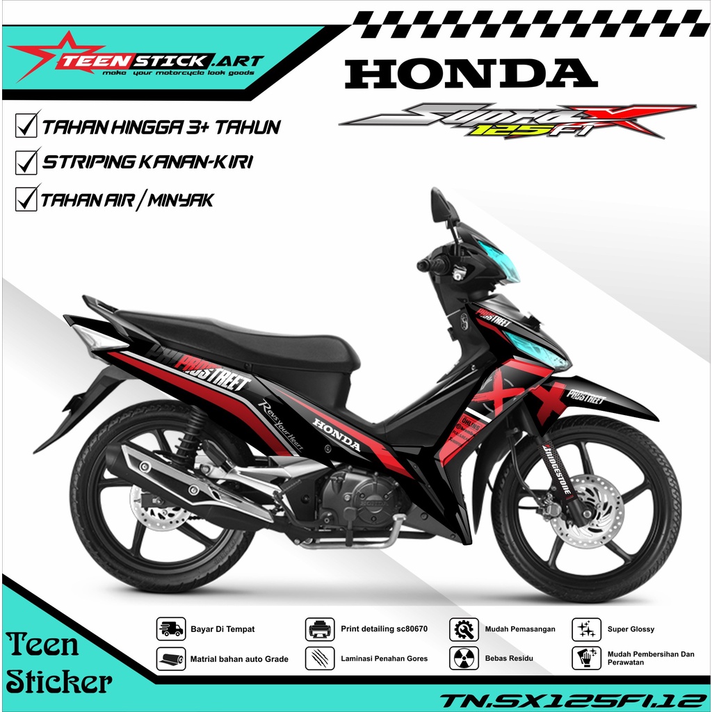 Striping SUPRA X 125 FI- Striping  Variasi  Hologram Chrome Vynil UV Transparant HONDA SUPRA X 125 F