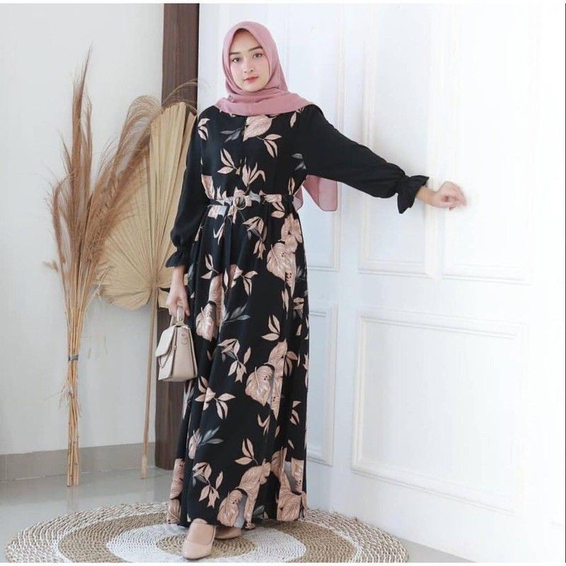GAMIS MOTIF BUNGA KOMBINASI BUSUI RAYON ZERARA