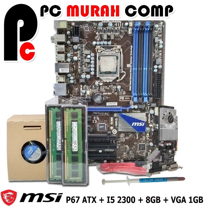 Paket Mainboard Mobo Motherboard P67 ATX dengan Procesor i5