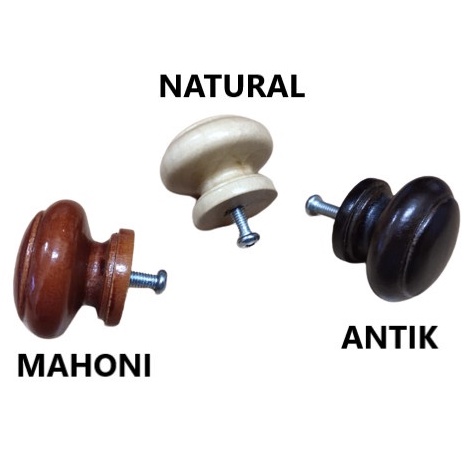 PER BIJI Tarikan Knop Laci Lemari Kayu Bulat Minimalis Pin Pentol Handle + Baut TERSEDIA WARNA ANTIK MAHONI NATURAL/Tarikan Knop Laci Lemari Kayu Bulat Minimalis Pin Pentol Handle Kayu/HANDLE HANDEL LACI LEMARI