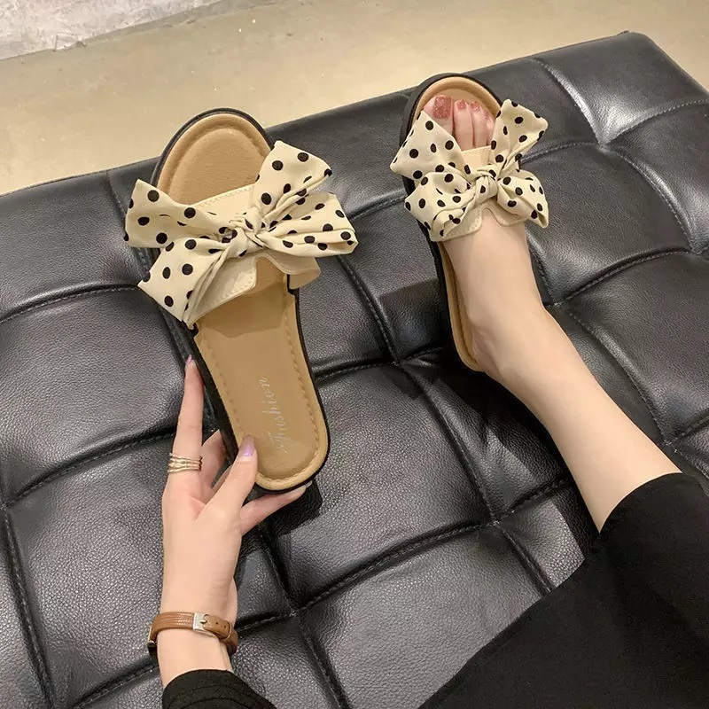 (FY) Sandal Wanita Sandal Slop Wanita Model Pita Polkadot Fashion Korea Import Real Pict