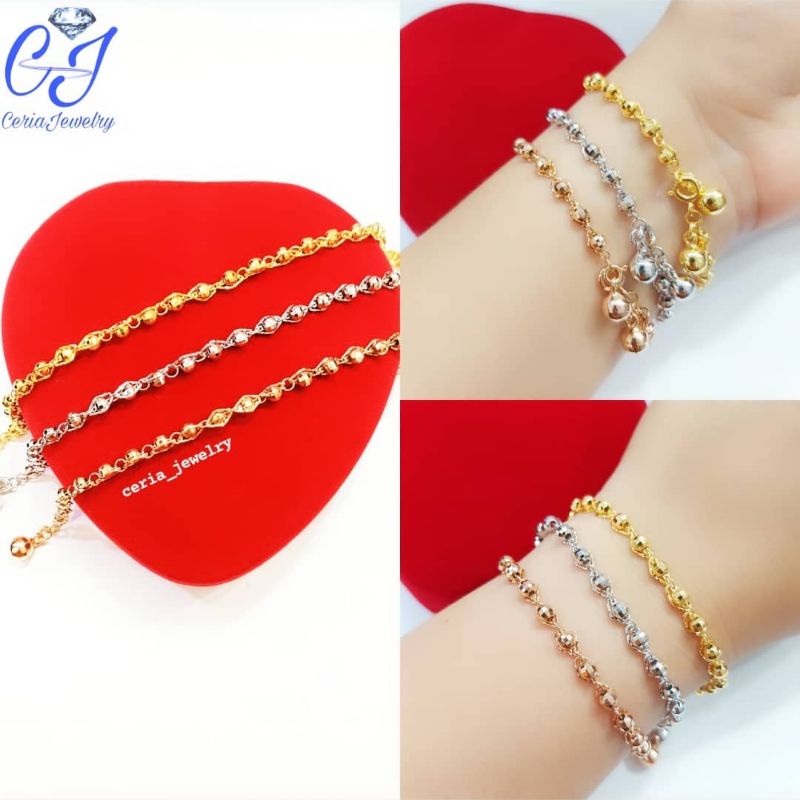 GELANG PERAK ASLI SILVER WANITA 925 LAPIS EMAS - PERHIASAN PERAK WANITA - GELANG
