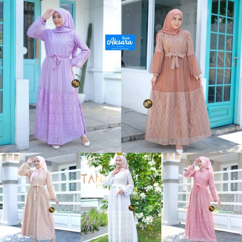 Jual Ori Aksara Batik Gamis Brokat Wanita Model Elegant Natasha