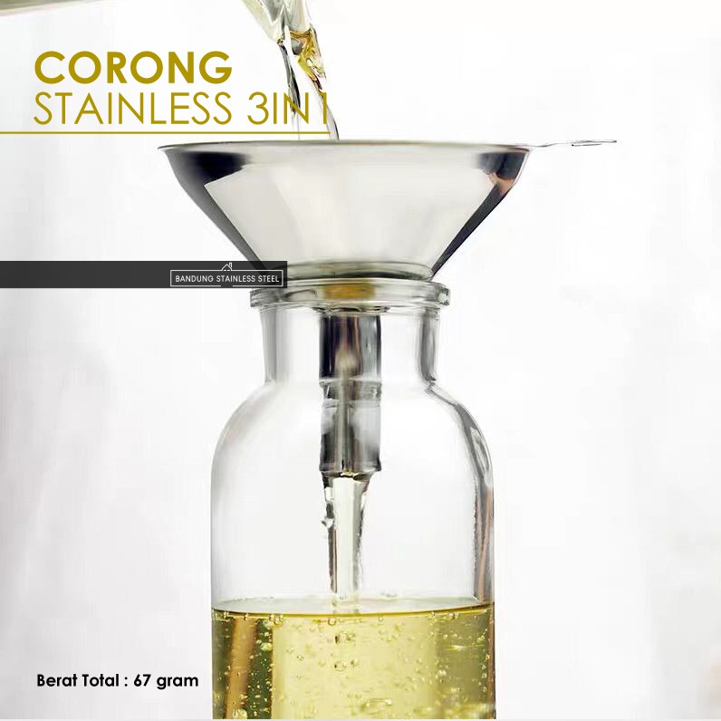 Corong Stainless Mini SET 3in1 serbaguna tuang minyak garam kecap pipa bentuk hati