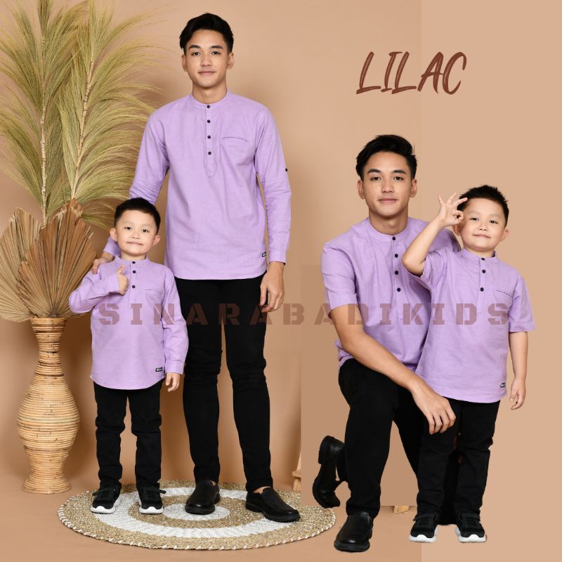 Qurlu - Kemeja Koko Dewasa /Anak warna LILAC ( koko couple ayah anak )