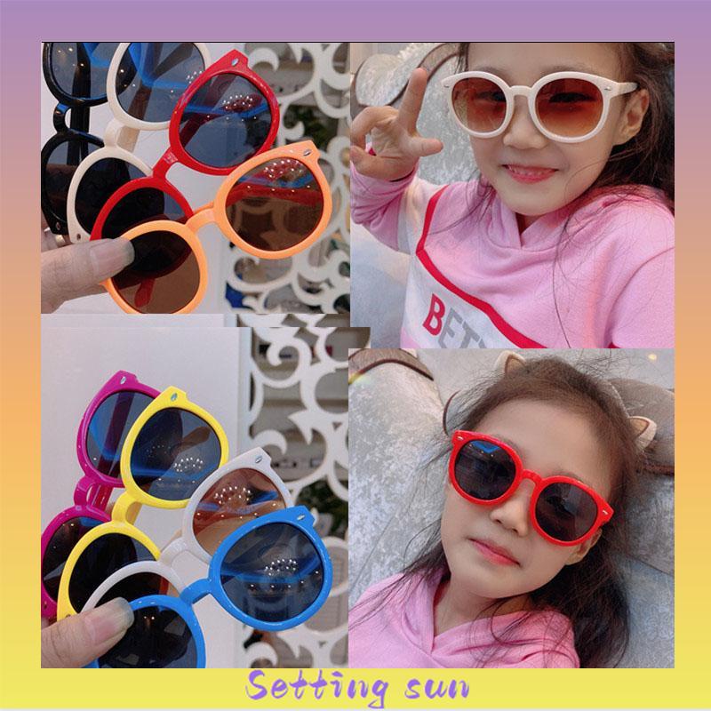 Kacamata Bingkai Bulat Anak Trendi Kacamata Mainan Anti-ultraviolet Lucu TN