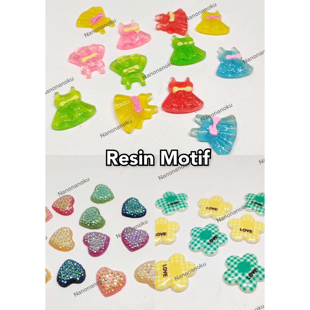 [100 pcs] Resin / Charms Bunga Baju Motif DIY Craft Kerajinan Tangan