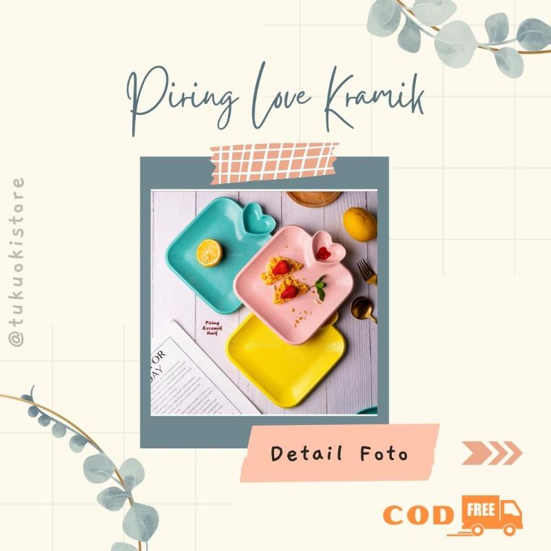 Piring Love Keramik Tebal Piring Love Shabby Piring Love Pink