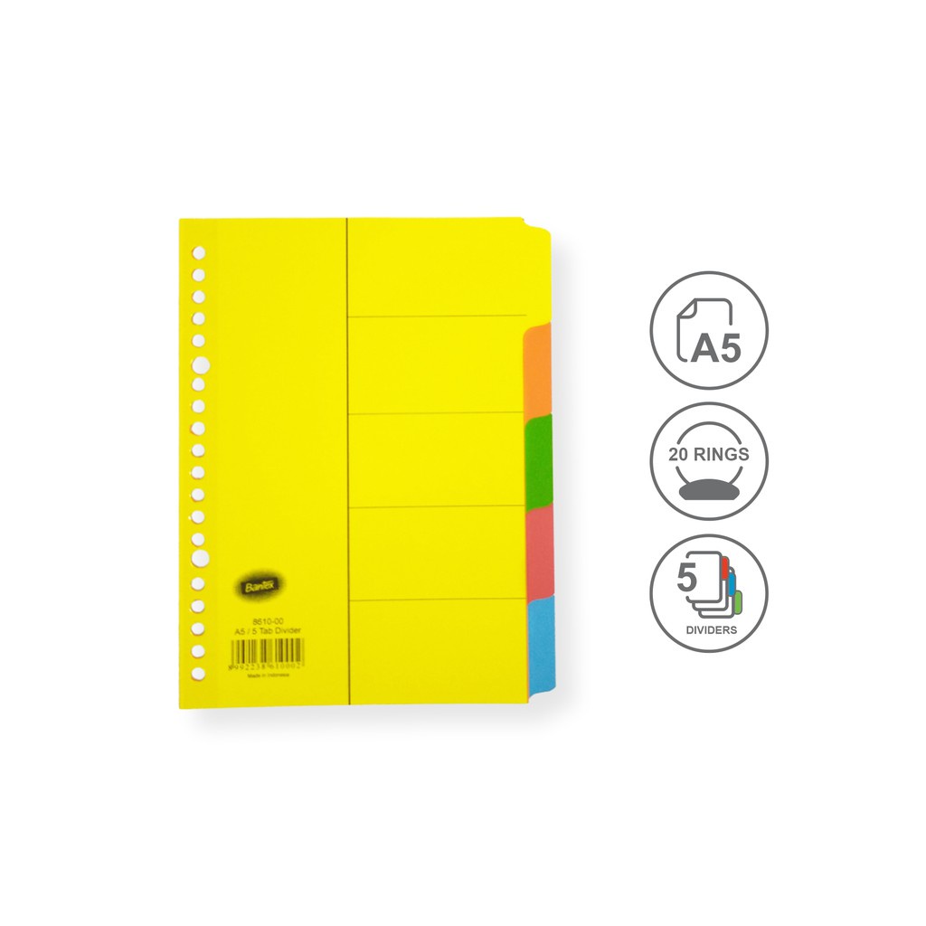 

Pembatas Binder Bantex 8610 00 ukuran A5 Binder Index Cardboard – 1 pak