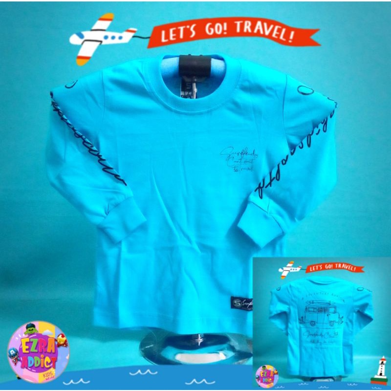ORIGINAL Surfkids - Umur 1 2 3 4 5 6 7 8 tahun - Baju Distro Anak - Surfkids Biru Muda - Kaos Distro