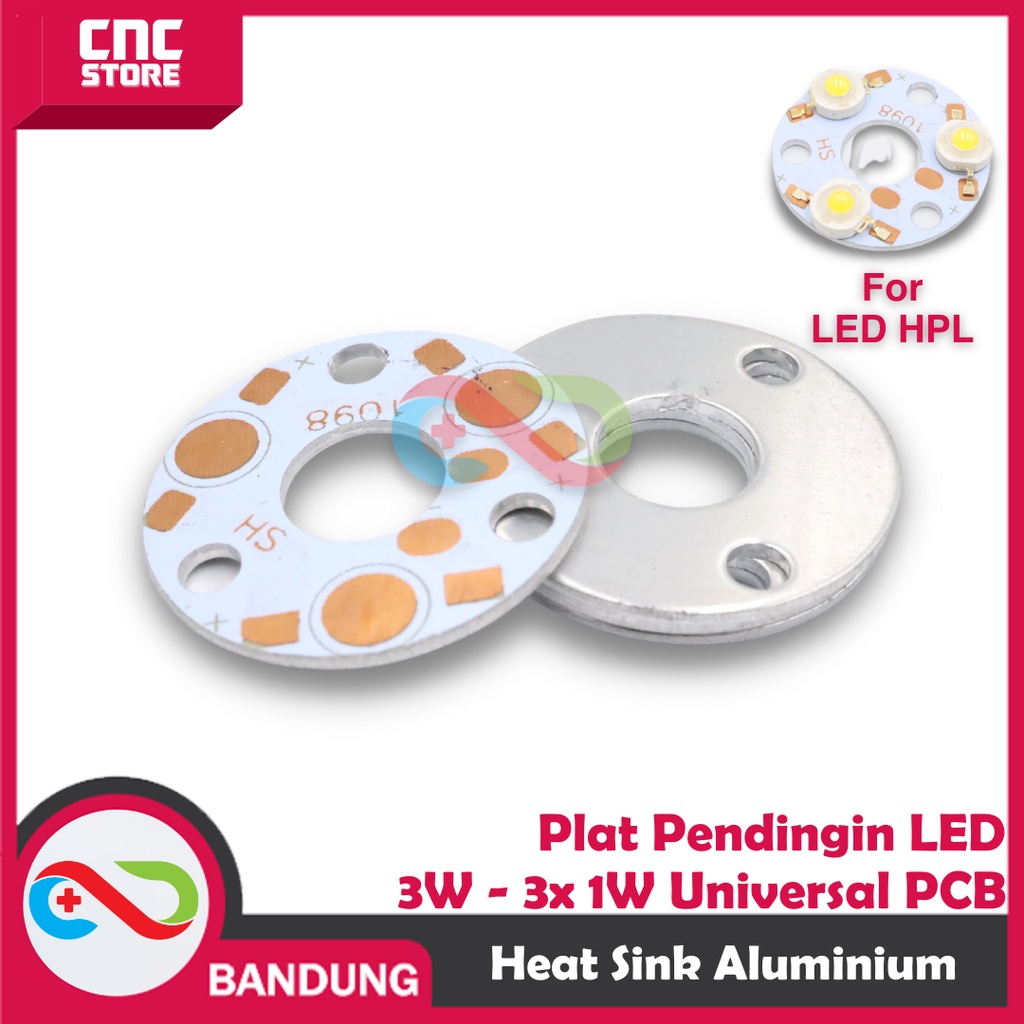 HEAT SINK ALUMINIUM PLAT PENDINGIN LED 3W - 3X 1W UNIVERSAL PCB HEATSINK DIAMETER 32MM ALUM