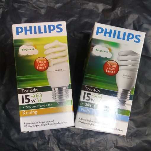 Philips Tornado 15 Watt Putih / Kuning (sudah termasuk Bubble Wrap)