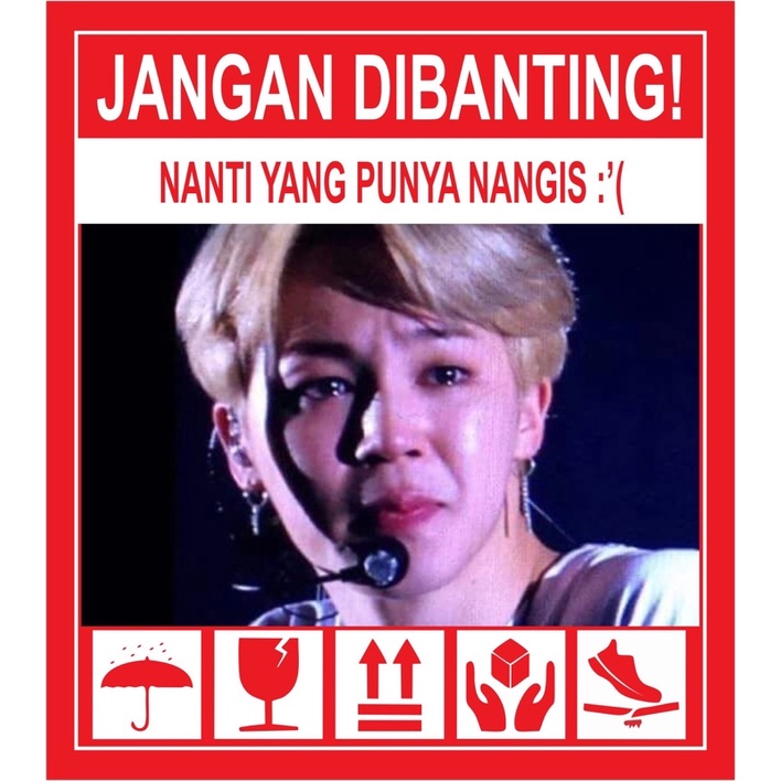 STIKER FRAGILE KPOP LUCU KOREA STIKER JANGAN DIBANTING-H