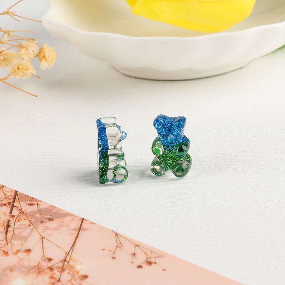 ROW 1PCs Christmas Cute Glitter Bear DIY Gummy Earrings Candy Bear Necklace Decor Pendant Jewelry Patch Findings Keychain Color Resin Charms  ​