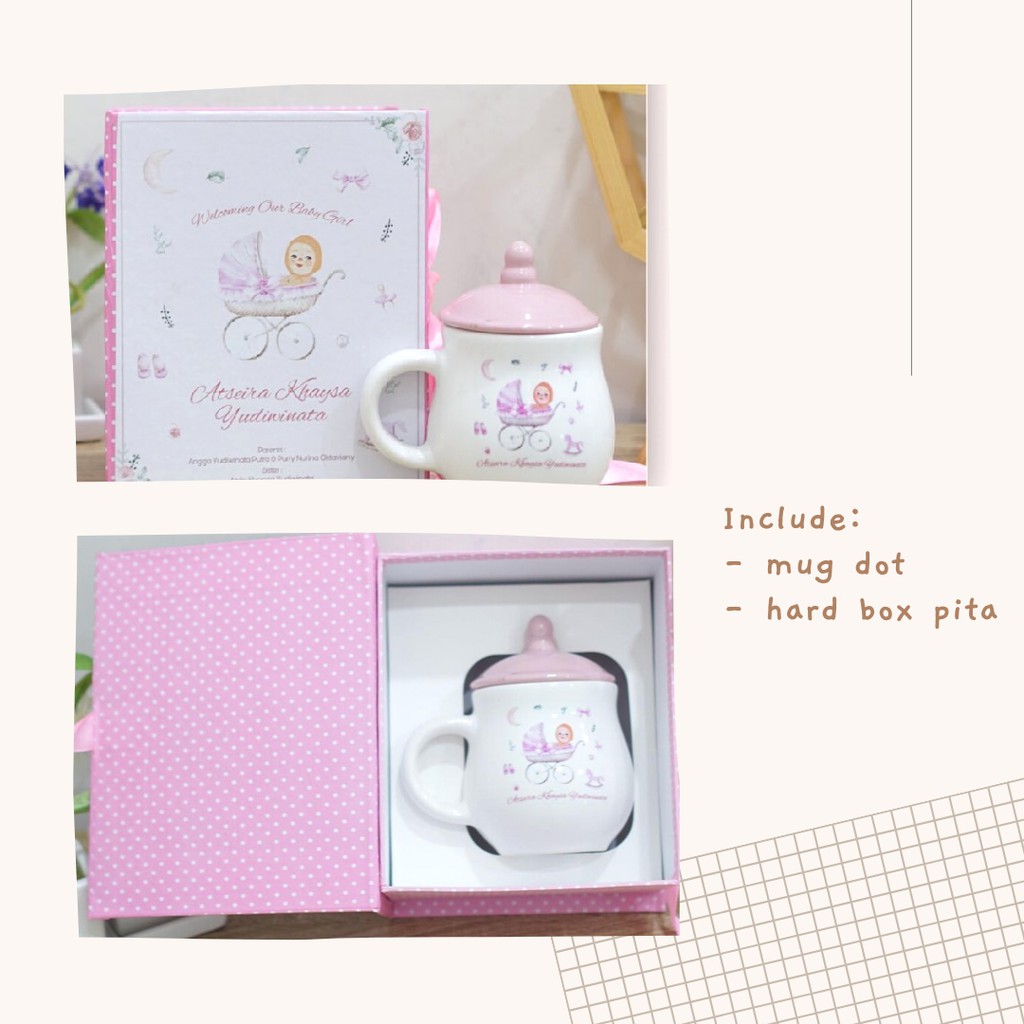 (NEW) CUSTOM Souvenir Ulang Tahun Hardbox Mug Murah | Souvenir Ultah Anak | One Month Aqiqah Manyuek