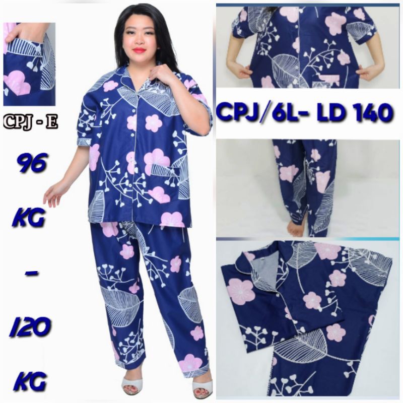 BAJU TIDUR SUPER BIG SIZE /JUMBO WANITA SETELAN LD 140