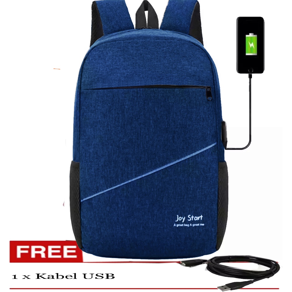 11.11 Shopee Super BIG SALE!! Backpack Ransel Fashion JoyStar JS55 Ransel USB Tas Pria Wanita Tas Laptop Free Kabel USB