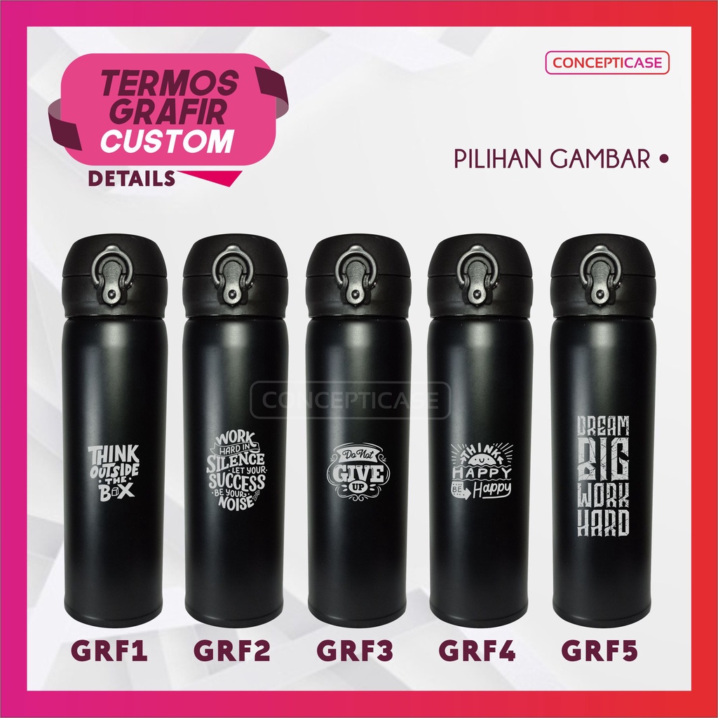 TUMBLER STAINLESS TERMOS NIAGARA PRINT / GRAFIR CUSTOM TULISAN SAJA ATAU GAMBAR KECIL