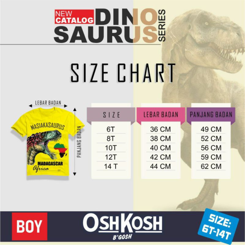 Kaos Oshkosh dinosaurus 6-14Th/Kaos Oshkosh anak laki-laki