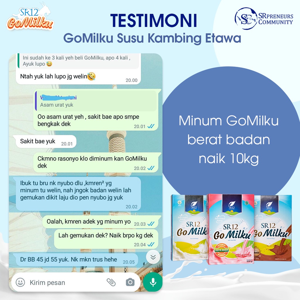 GOMILKU SUSU KAMBING ETAWA PREMIUM SR12 / BOOSTER ASI / MENYEHATKAN LAMBUNG / SUSU KAMBING BPOM