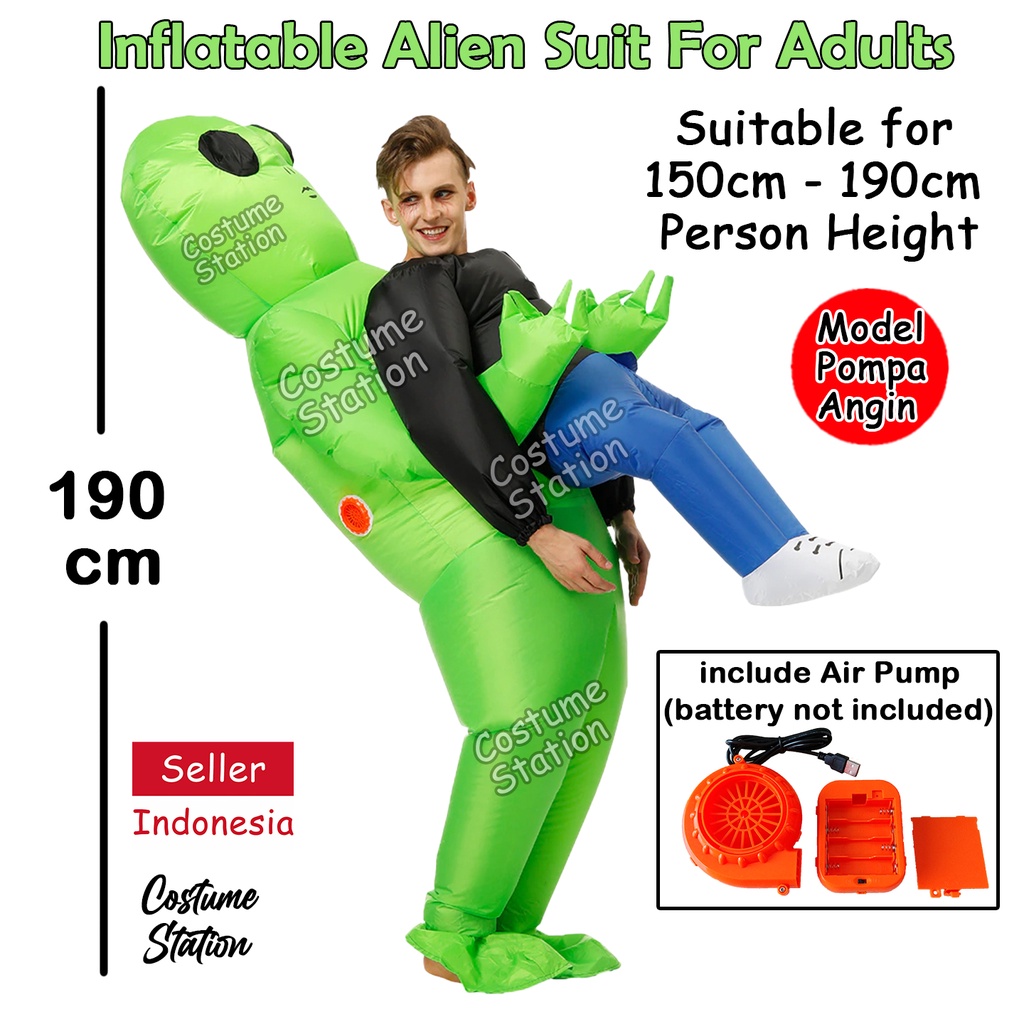 Kostum Alien UFO Abduction / Costume Ghost Hantu Culik Halloween Inflatable pompa angin dewasa