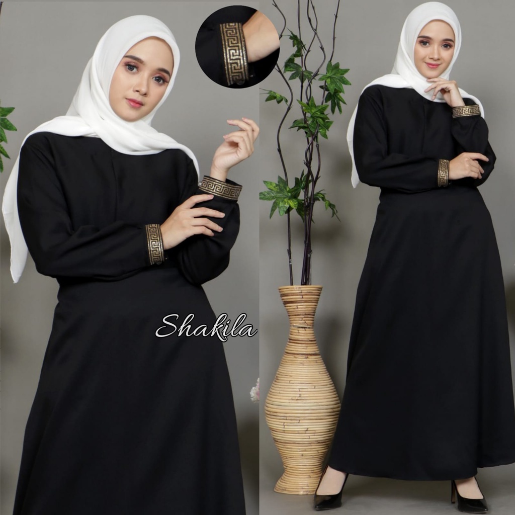 Hadinia Gamis Hitam Busui NABILA MAXY Murah Gamis Polos Remaja Modern Gamis Wanita Elegan Gamis Hita