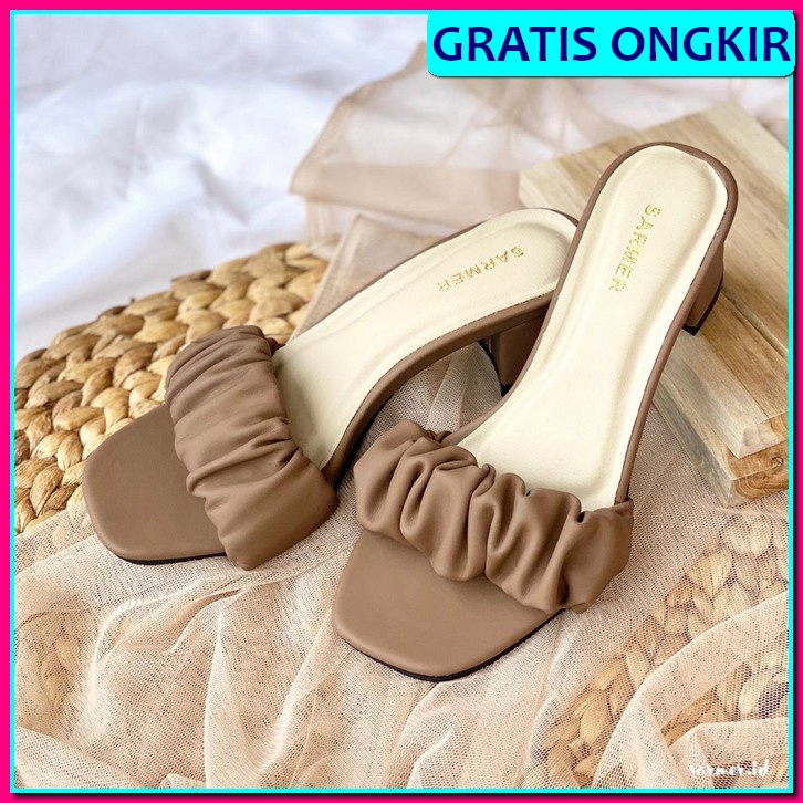 Sepatu Wanita High Heels Tinggi 5 Cm Putih Biru Hijau Pink Cokelat Pesta Women Sarmer - Rantya Heels