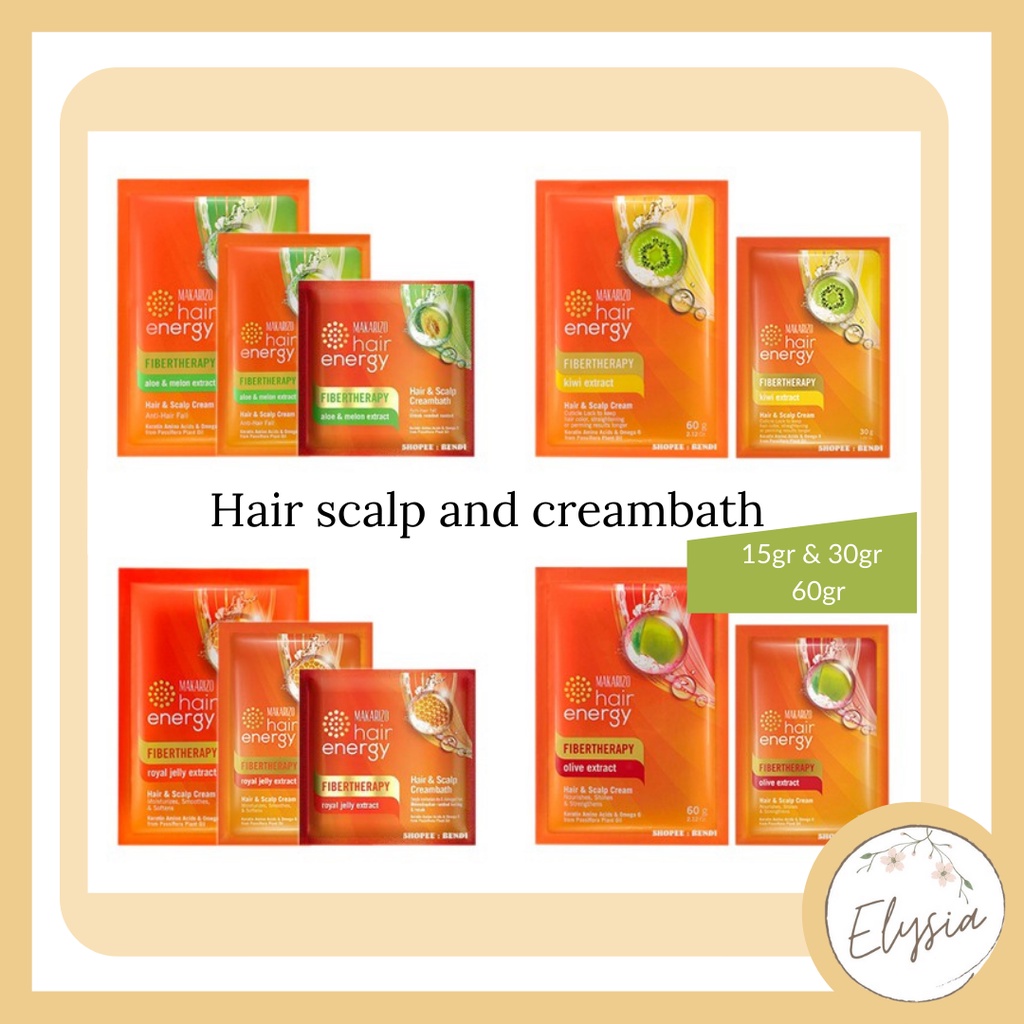 MAKARIZO Hair Energy Fibertherapy Hair &amp; Scalp Creambath 15gr 30gr 60gr - HAIR CREAMBATH SACHET