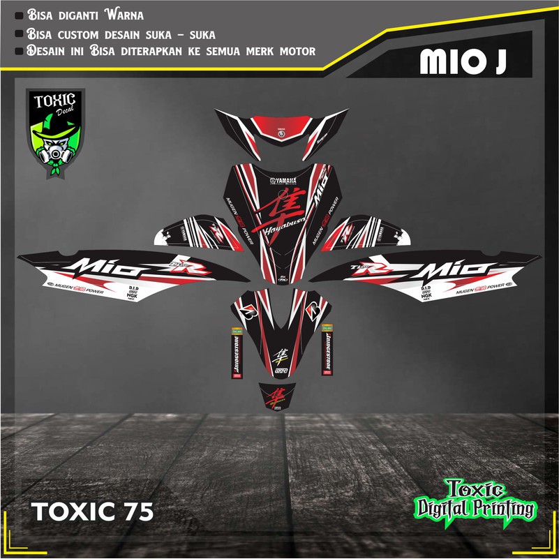 Sticker Decal YAMAHA MIO J   HAYABUSA HITAM PUTIH