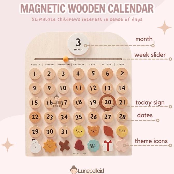 

[[COD]] Wooden Home Decor Magnetic Calendar PRODUK TERBATAS Kode 518