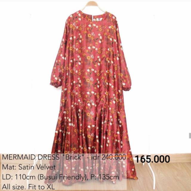 Mermaid dress warna brick ISH