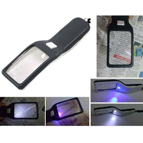 Magnifier 5x / kaca pembesar 5x ( 2 led cahaya putih + 1 led UV )