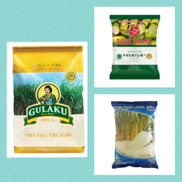

gula pasir 1kg kemasan pouch bermerek random