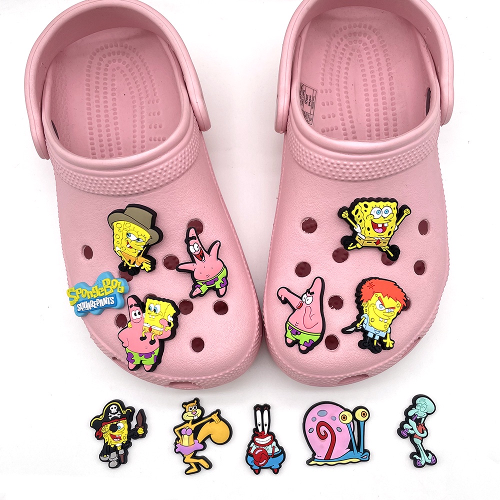 Charms Pin Desain Spongebob Crocs Bahan PVC Untuk Anak Laki-Laki