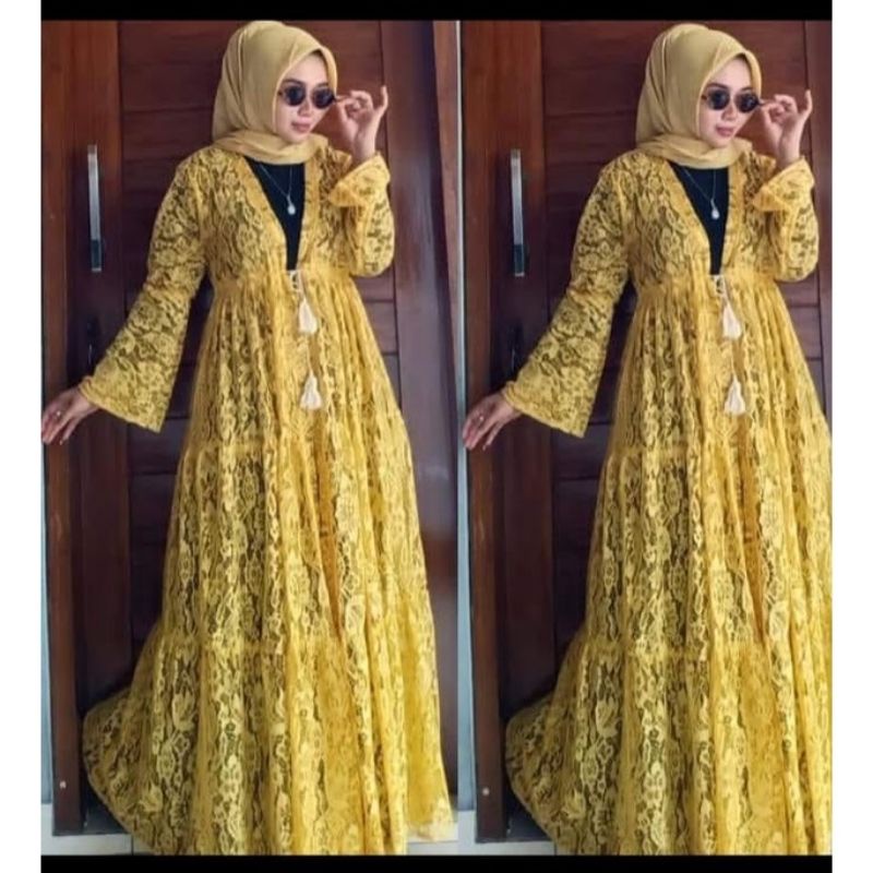 Dress Outer Brukat Kondangan/Gamis outer Brukat Realpick