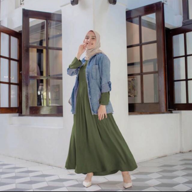 Jual Inayah Basic Dress Vanilla Hijab M Fancy Green Shopee Indonesia