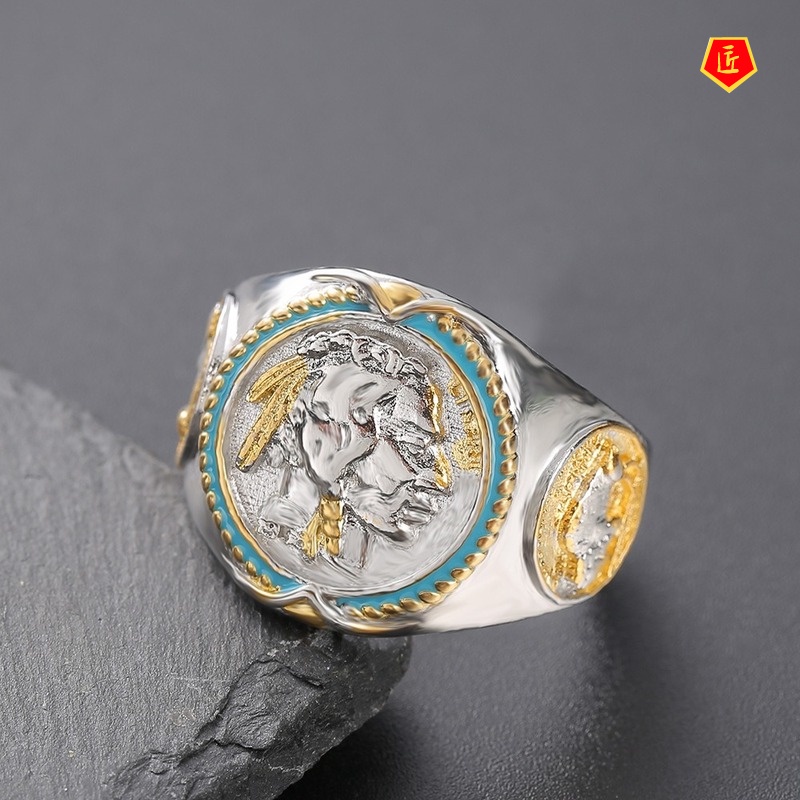 [Ready Stock]Hip Hop Personality Carved Portrait Ring