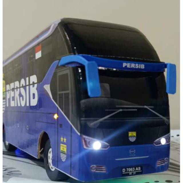 miniatur Bus bis /mainan bus bis Persib + Lampu