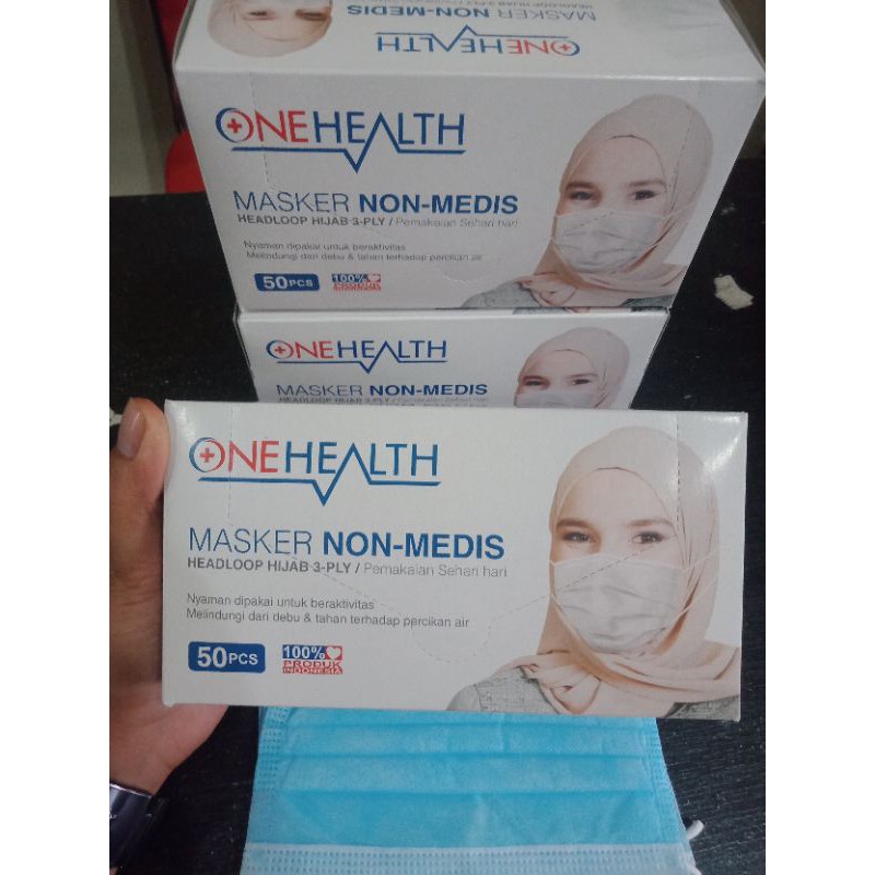 Masker OneHealth Hijab 3 Ply isi 50 Pcs / Masker Non Medis Jilbab