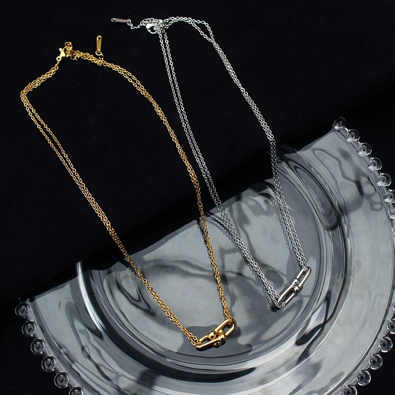 Kalung U bentol rantai nori double titanium korea style anti karat - ercassia