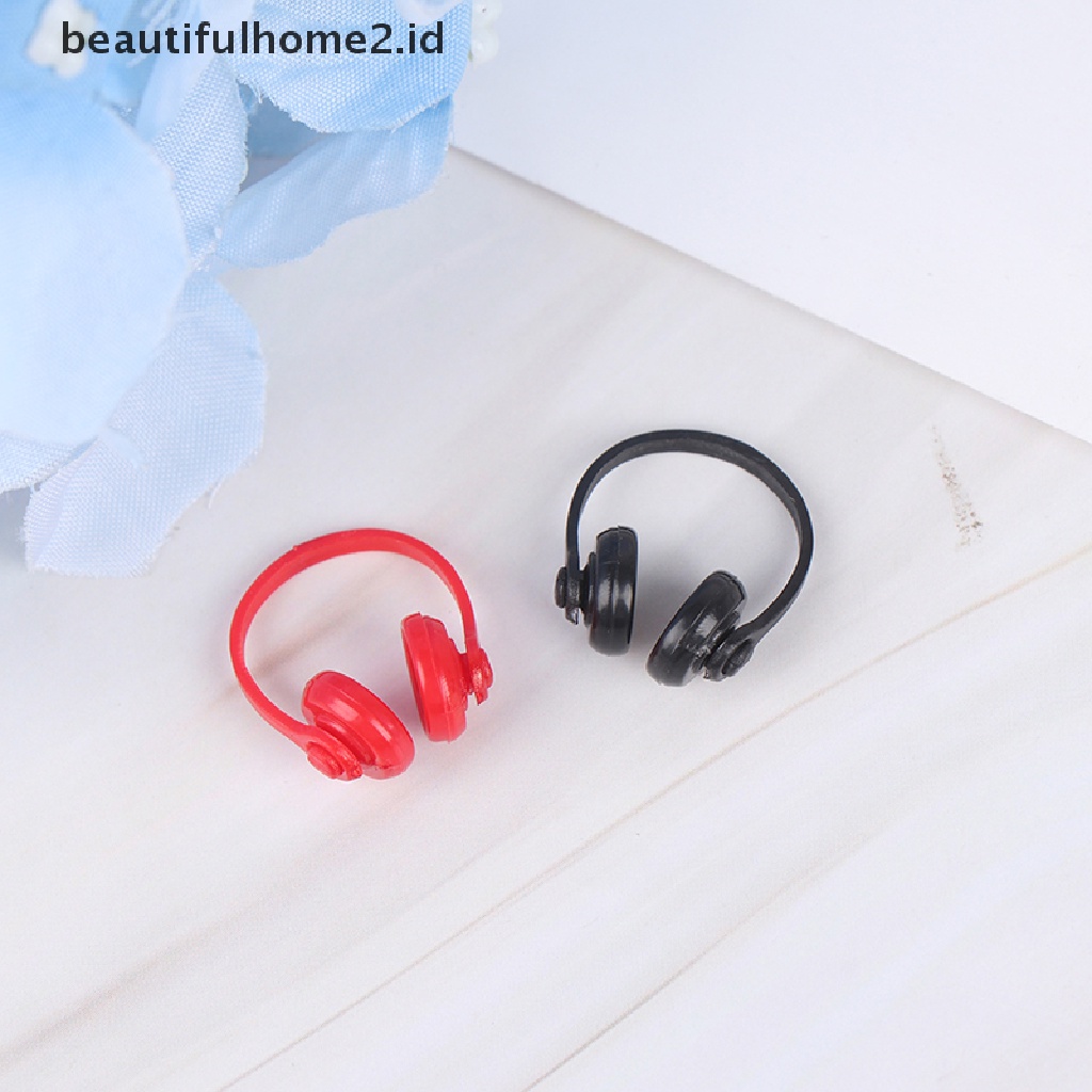 (Beautifulhome2.Id) 2pcs Miniatur Headphone Wireless Skala 1: 12 Bahan Plastik Untuk Dekorasi Rumah Boneka